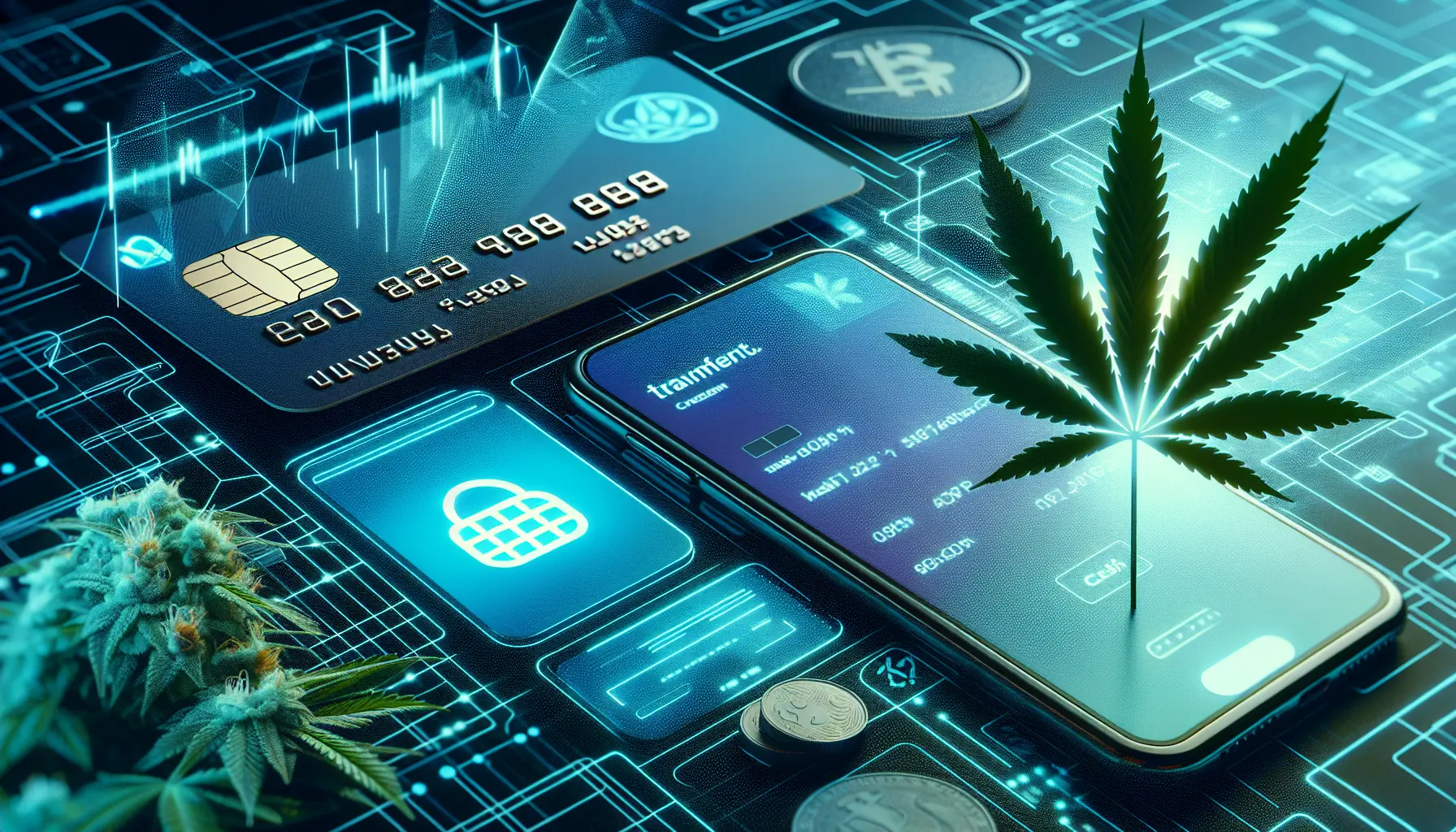 Illustration of digital payment methods for cannabis businesses