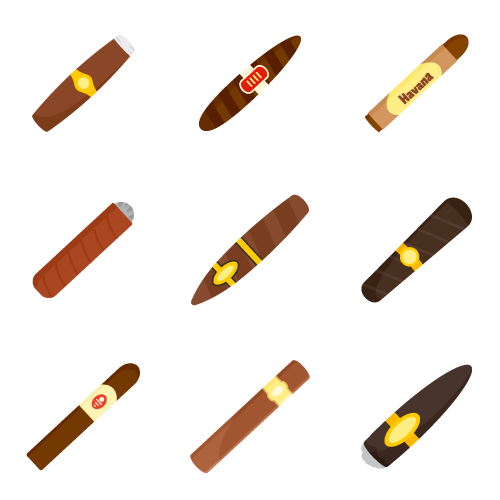 cigar-cuban-paper-weed-icons-set