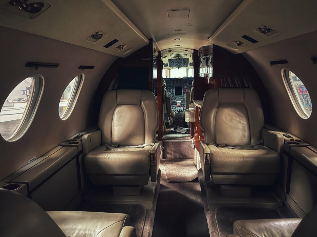 inside private jet interior